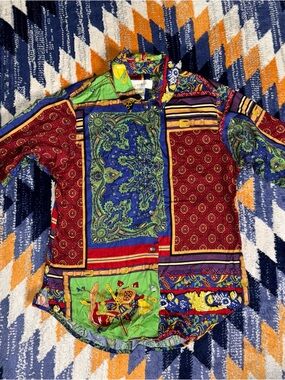 Susan Bristol Vintage Button Up Shirt Y2K Plaid Patchwork small all over print